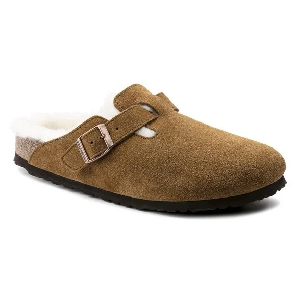 NWT Birkenstock Boston ShearlingSuede Leather - Mink
